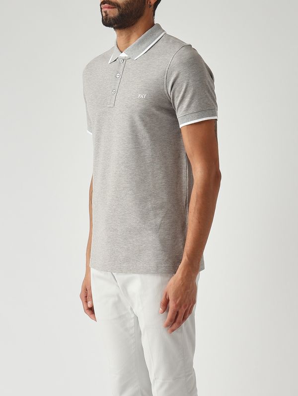 3. Polo para hombre de piqué de algodón elástico. Gris Fay npmb252140stdw