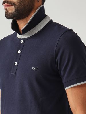 5. Polo uomo in piqué di cotone stretch Blu Navy