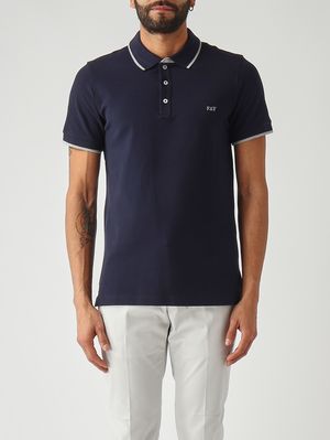 1. Polo uomo in piqué di cotone stretch Blu Navy