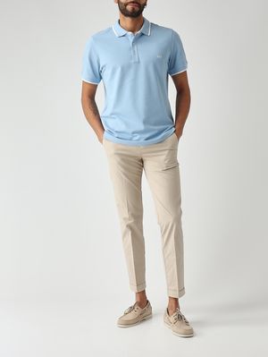 2. Polo uomo in piqué di cotone stretch Celeste