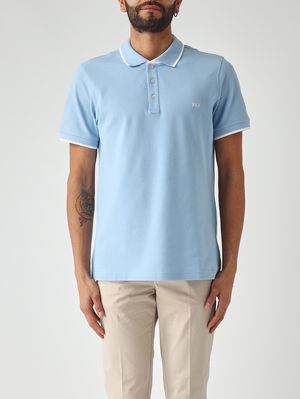 1. Polo uomo in piqué di cotone stretch Celeste