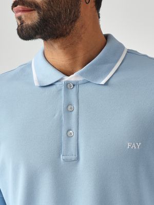 5. Polo uomo in piqué di cotone stretch Celeste