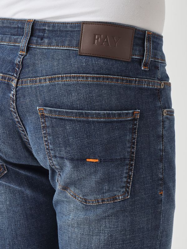 5. Jeans uomo in cotone stretch Denim Scuro Fay ntm8752196lzer