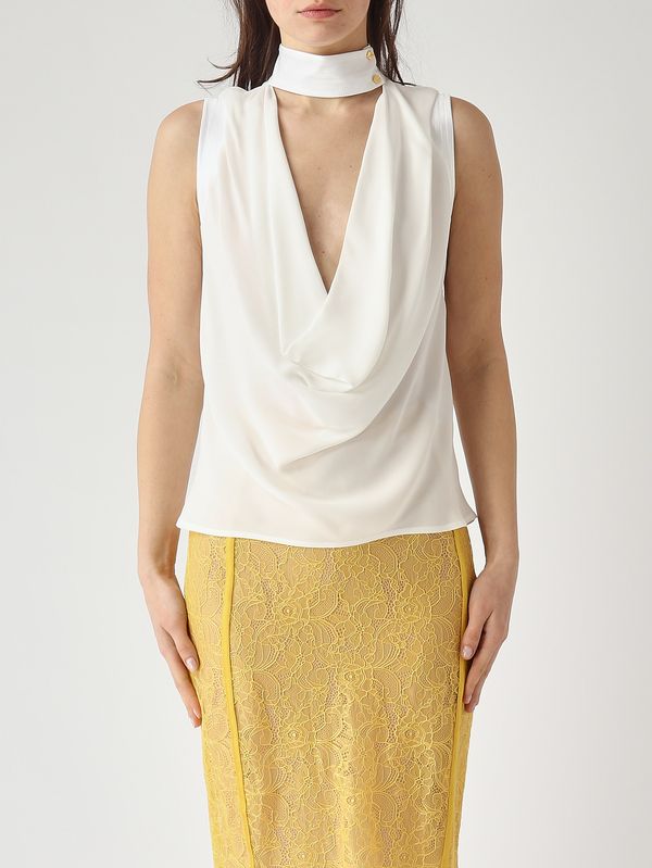 1. Top de mujer en georgette de viscosa Marfil Elisabetta Franchi ca13461e2