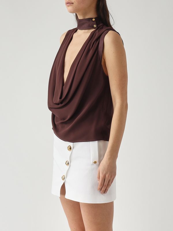 3. Top de mujer en georgette de viscosa Cacao Elisabetta Franchi ca13461e2