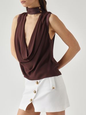 5. Top de mujer en georgette de viscosa Cacao