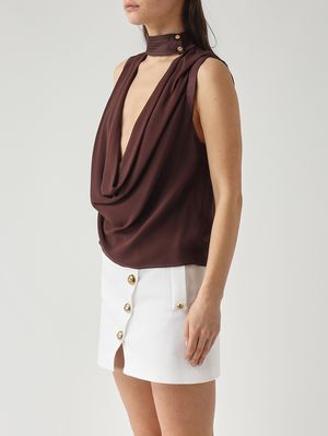 3. Top de mujer en georgette de viscosa Cacao