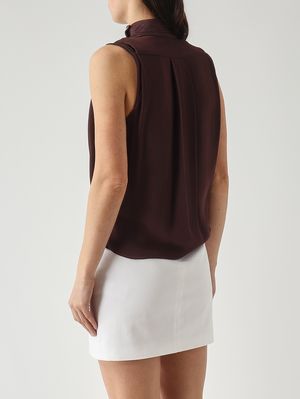 4. Top de mujer en georgette de viscosa Cacao