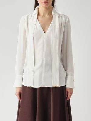 1. Damenbluse aus Viskose-Georgette Elfenbein