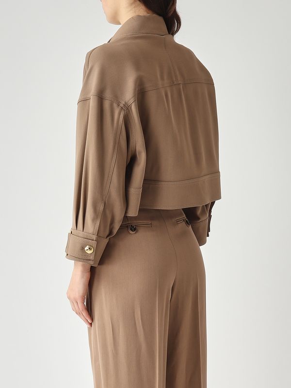 4. Chaqueta de mujer en gabardina de viscosa elástica Arcilla Elisabetta Franchi gb00561e2