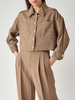 5. Chaqueta de mujer en gabardina de viscosa elástica Arcilla
