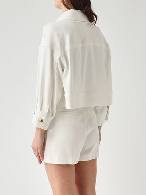 4. Chaqueta de mujer en gabardina de viscosa elástica Marfil