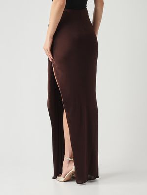 4. Gonna donna in jersey di viscosa Cacao