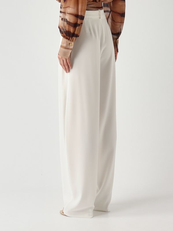 4. Damenhose aus Stretch-Crêpe Elfenbein Elisabetta Franchi pa17861e2