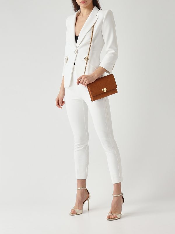 2. Blazer de mujer de doble crepé elástico Marfil Elisabetta Franchi gi21561e2
