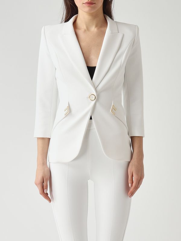 1. Blazer de mujer de doble crepé elástico Marfil Elisabetta Franchi gi21561e2