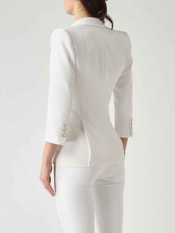 4. Blazer de mujer de doble crepé elástico Marfil Elisabetta Franchi gi21561e2