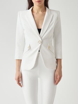 1. Blazer de mujer de doble crepé elástico Marfil