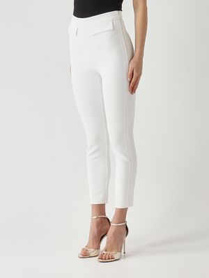 3. Damenhose aus Stretch-Doppelkrepp Elfenbein