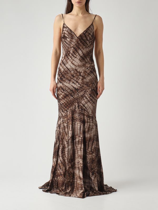 Elisabetta Franchi Women's stretch satin dress - Cocoa | Caposerio.com