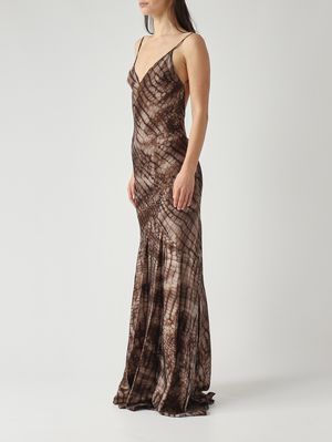 3. Damenkleid aus Stretch-Satin Kakao
