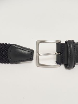 2. Cintura uomo in tessuto e pelle Blu Navy
