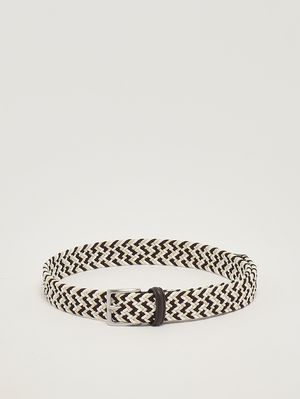 1. Men's woven fabric belt Bianco-Moro