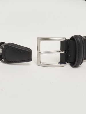 2. Men's woven fabric belt Black-White