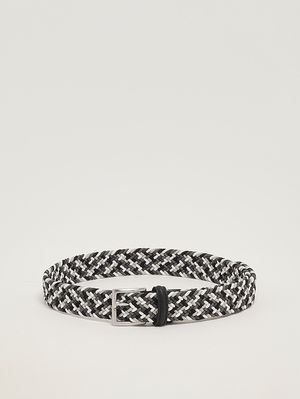 1. Men's woven fabric belt Black-White