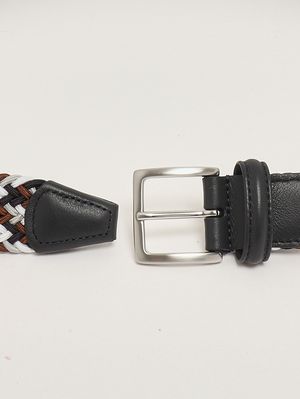 2. Cinturón de hombre de tejido trenzado Azul marino-Marrón oscuro