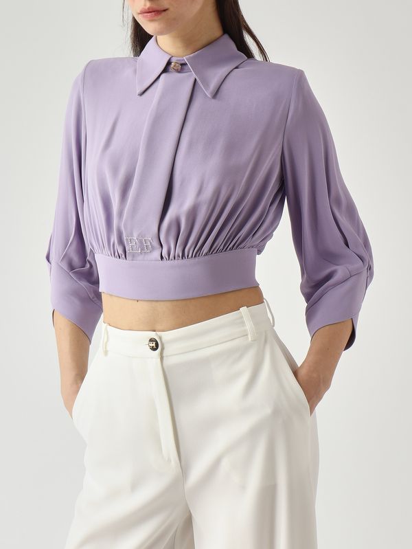 5. Camisa de mujer de georgette de viscosa Lila Elisabetta Franchi ca14761e2