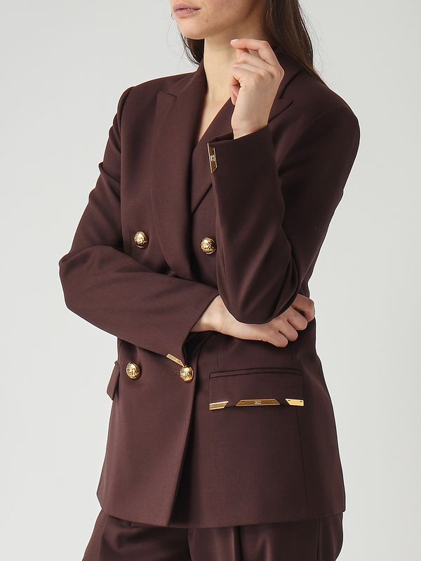 5. Women's blazer in virgin wool blend Cocoa Elisabetta Franchi gi22061e2