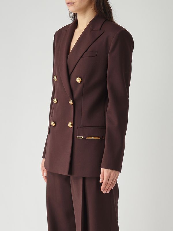 3. Women's blazer in virgin wool blend Cocoa Elisabetta Franchi gi22061e2