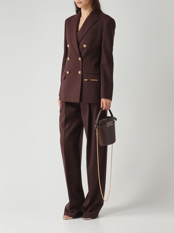 2. Women's blazer in virgin wool blend Cocoa Elisabetta Franchi gi22061e2