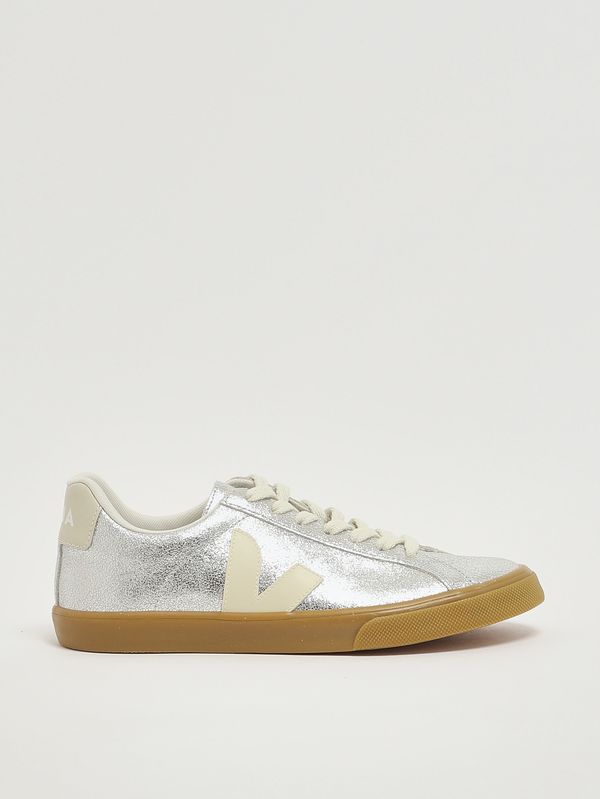 1. Damen-Sneaker aus laminiertem Leder Silber Veja eo03211465