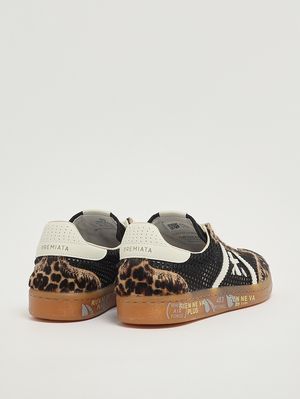 3. Damen-Sneaker Bonnied 8200 aus Leder Schwarz-Animalprint