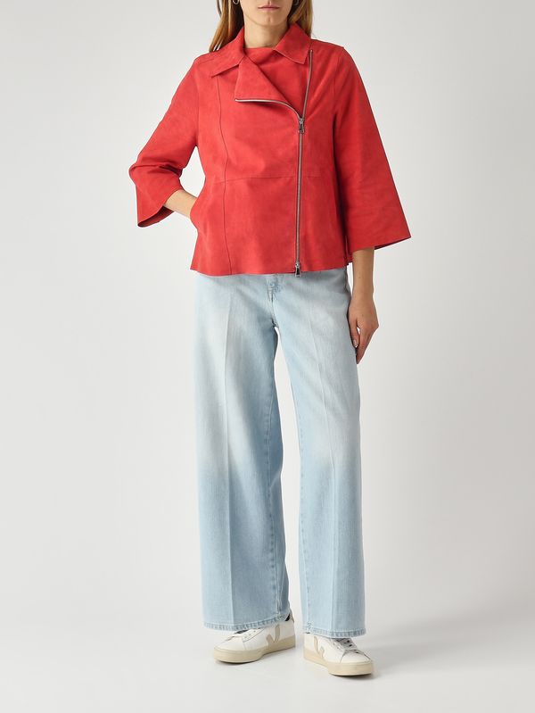2. Giacca donna Gaia in suede Corallo The Jackie leathers gaiapesu