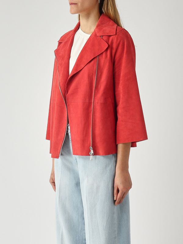 3. Giacca donna Gaia in suede Corallo The Jackie leathers gaiapesu