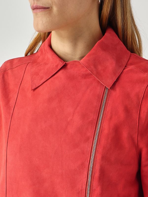 5. Giacca donna Gaia in suede Corallo The Jackie leathers gaiapesu