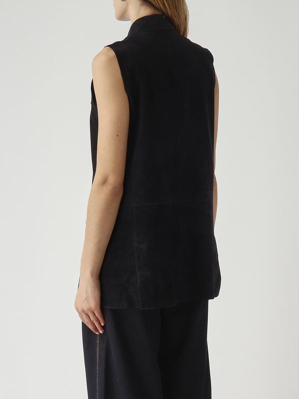 4. Gilet donna Lanai in suede Blu Dark The Jackie leathers lanasuev
