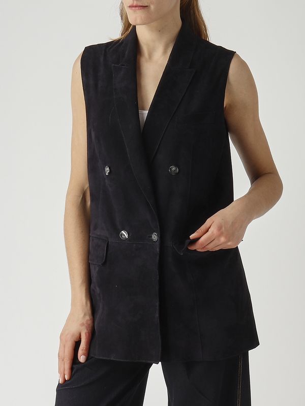 5. Gilet donna Lanai in suede Blu Dark The Jackie leathers lanasuev
