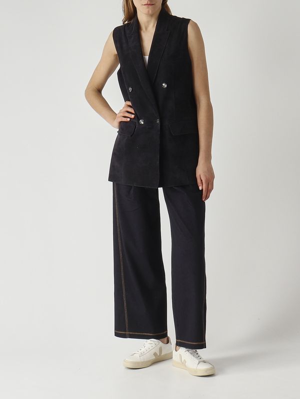 2. Gilet donna Lanai in suede Blu Dark The Jackie leathers lanasuev