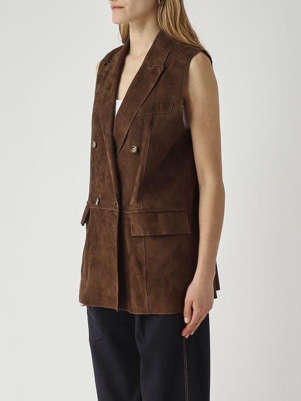 3. Gilet donna Lanai in suede Pecan The Jackie leathers lanasuev