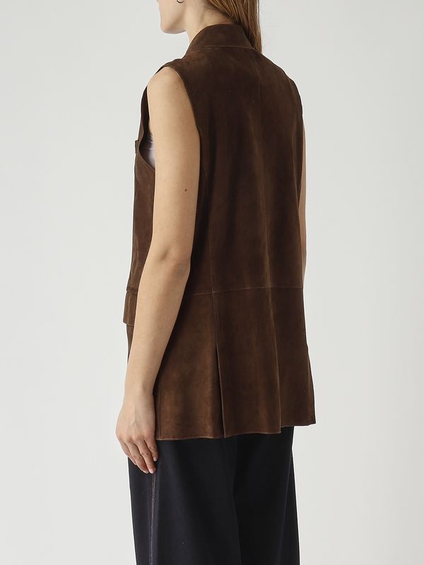 4. Gilet donna Lanai in suede Pecan The Jackie leathers lanasuev