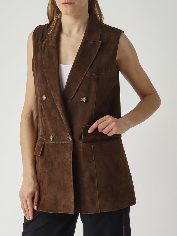 5. Gilet donna Lanai in suede Pecan The Jackie leathers lanasuev