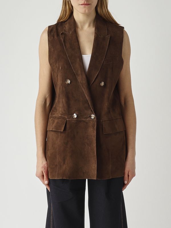 1. Gilet donna Lanai in suede Pecan The Jackie leathers lanasuev