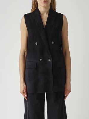 1. Gilet donna Lanai in suede Blu Dark