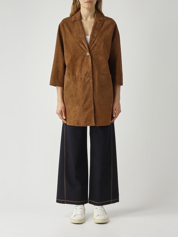 1. Damenjacke Virginia aus Veloursleder Tabak The Jackie leathers vrgnpesu