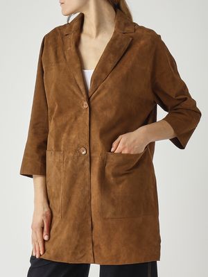 5. Damenjacke Virginia aus Veloursleder Tabak