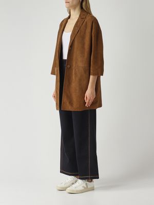 3. Damenjacke Virginia aus Veloursleder Tabak
